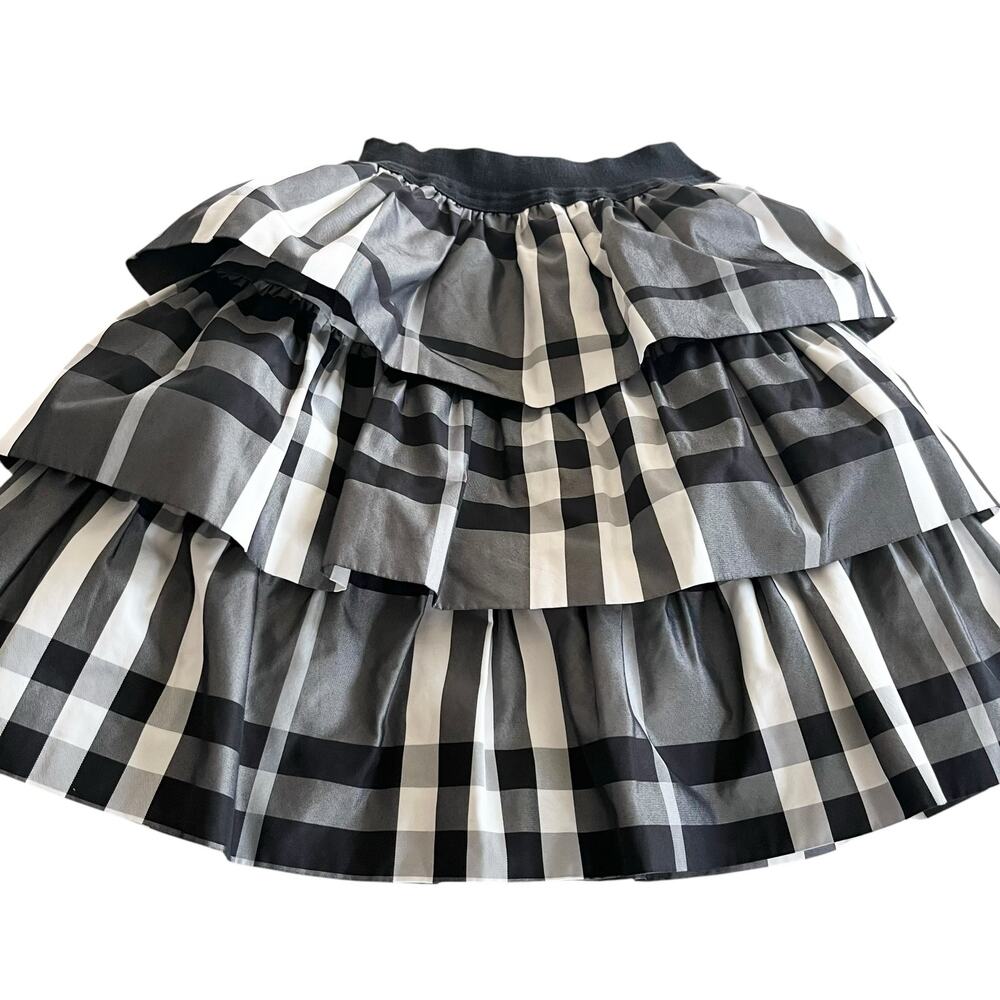 Special Day Girls Black White Plaid Tafetta Layered Pull On Skirt Size 6